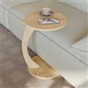 Sugodesign Tavolino rotondo da salotto effetto rovere, con ruote, a forma di C, elegante, ideale come piano d'appoggio per divano e poltrona