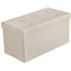 Lovely Home Pouf Double Contenitore di 80 Litri, Poggiapiedi, in Ecopelle, Seduta Imbottita, (Beige)