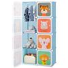 RELAX4LIFE Armadio Modulare a 8/12 Cubi per Bambini con 2 Barre Appendiabiti, 8/12 Ante, Mobile Salvaspazio per Cameretta e Asilo Nido, Portata di Ogni Cubo 10 KG (Animale-8 Cubi,Blu)