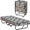 COSTWAY Brandina Pieghevole con Materasso, in Memory Foam, Struttura Resistente e 4 Ruote Girevoli, Lettino Pieghevole per Casa Ufficio, 190x80x38 cm (Grigio)