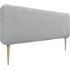 DHOME Testiera Imbottita Liscia Arrotondata in Tessuto Aqualine con Gambe per Parete Acustica Testate Letto Fonoassorbenti Camera da Letto (Grigio Chiaro, 160cm)