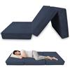 POKAR Materasso Pieghevole 120x195 cm Spessore 15 cm | Velluto a Coste Corduroy | Materasso per Ospiti e Campeggio | Pieghevole in 3 parti | Certificato OEKO-TEX | Prodotto nell'UE | Blu navy