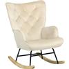 Totò Piccinni Poltrona Poltroncina a DONDOLO in Velluto di Design (Poltrona, Velluto Beige)