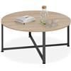 tectake® Tavolino Salotto 88,5x47cm, Tavolino Salotto o Divano, Tavolo Tondo, Design Moderno, Telaio in Acciaio, Piedini Regolabili, Ideale Soggiorno, Casa, Ufficio - Legno Industriale Chiaro