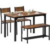 sogesfurniture Set tavolo da pranzo con 2 sedie e 1 panca, tavolo da cucina mobili da sala da pranzo per cucina, sala da pranzo, soggiorno, marrone rustico