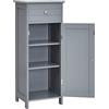 LIFEZEAL Mobiletto Bagno Salvaspazio, Mobiletto Multiuso in Legno 35,5 x 30,5 x 88cm, Mobile Bagno con Cassetto e 1 Porta, Armadietto da Terra con Ripiani Regolabile per Cucina e Soggiorno, Grigio