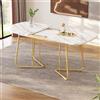 Soweiz Tavolo da pranzo espandibile bianco, gambe da tavolo in metallo placcato oro, tavolo da pranzo espandibile 140/180 x 80 cm, squisito stile di lusso, tavolo da pranzo bianco ad