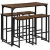 ZZINOKE Tavolo Bar con 4 Sgabelli, Set Tavolo Cucina Penisola Vintage (100x50x90cm) - MDF+Ferro Robusto, Sedia con Poggiapiedi Anti-Graffio, Adatto per Sala da Pranzo Balcone Bistrot (Marrone Retrò)