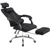 CLP Poltrona Ufficio Fellow In Stoffa A Rete I Sedia Studio Reclinabile Con Doppio Cuscino I Poltrona Gaming, Colore:nero