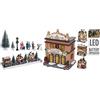 Aurora Store Città del Natale set 17 pz Villaggio Natalizio innevato con Casette illuminate, paesaggio con Personaggi e Babbo Natale con Luci LED, accessori Alberi di Natale Carillon Musicale Giostrina