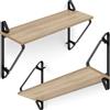 tectake® Mensole Sospese, Set di 2, Pannello in Truciolato Effetto Legno, Struttura in Acciaio, Ripiani da Parete per Libri, Mensola da Soggiorno, Salotto, Cucina, Ufficio - Legno Industriale Chiaro