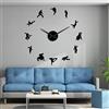 BST Ballerini Hip-Hop Silhouette Wall Art Sticker Orologi da Parete Grandi Ballerino Contemporaneo Break Dance Orologio da Parete DIY Dancing Studio Decor (Nero, 37)