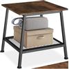 tectake® Tavolino Salotto 45,5x45x47 cm, Tavolino da salotto, Mobile Ingresso o Mobile Soggiorno, Ripiano in Rete, Mobiletto Salvaspazio, Camera, Ufficio, Soggiorno, Stile Industriale - Legno Scuro