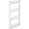 AKITAInk Carrello Salvaspazio, Carrello portaoggetti, Ripiani mobili in plastica, salvaspazio, Organizzazione Perfetta per Cucina, Bagno, e Ufficio BIANCO, 4 RIPIANI 53,5 x 12 x 104,5 cm