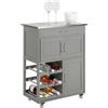 SoBuy Mobile Cucina Salvaspazio con ruote frenate & piano inox, 67x86x38cm | Carrello Cucina con cassetto, portavini 3 livelli & portasciugamani, portata 30 kg, MDF/PB, sala da pranzo/outdoor, FKW45-HG