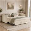 Plcnn Divano letto estraibile 90/180 x 200 cm, divano pieghevole con reti a doghe, divano a 2 posti, letto matrimoniale imbottito, multifunzione, tessuto in velluto, beige, senza materasso