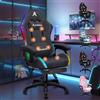 ALFORDSON Sedia Gaming Massaggiante con Luci LED,Poltrona Scrivania con Poggiapiedi,Sedia Ergonomica Gamer per Ufficio Domestico,Schienale Regolabile 90-150°,Portata 180KG, Tessuto(Grigia scura)