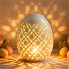 Nexoria Decorazione pasquale a LED, in ceramica, uova di Pasqua con luce LED, illuminate, uova di Pasqua con illuminazione, decorazione pasquale per interni, decorazione primaverile, illuminazione