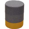 Rebecca Mobili Pouf tondo, sgabello imbottito legno e tessuto, giallo grigio, stile moderno, soggiorno camera - Misure 45 x 35 x 35 cm (HxLxP) - Art. RE6292