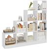 Hzuaneri Libreria a 10 Cubi, Libreria a Gradini, Scaffale Espositivo a 4 livelli, Pannelli Regolabili, Organizzatore di Stoccaggio, per Soggiorno, Studio, Camera da Letto, Bianco BC24013X