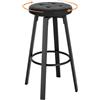 WOLTU 1 Sgabello da Bar con 4 Gambe e Poggiapiedi, Sedia Alta da Cucina in Metallo e PU, con Seduta Rotonda Φ 35,5cm, Carico di 120kg, Antracite, BH330an-1