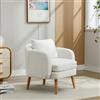 REXO Moderna Poltrona in Velluto Teddy Con Cuscino Extra Spesso, per il Tempo Libero, Imbottita, Gambe in Legno Massiccio (Bianco)