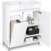 paplinskimoebel Mobile sottolavabo da 60 cm, con lavabo e cesto portabiancheria, bianco | in piedi o da appendere alla parete, chiusura ammortizzata, inclinabile per la biancheria, porta laterale, 3 ripiani