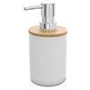 Inbagno Dispenser Sapone Bianco 280 ml, ABS e Legno bambù, Linea Surf