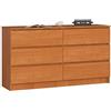 AKORD Cassettiera K 140 cm 6 (2 x 3) Cassetti | Moderna Mobiletto per Soggiorno Sala da Pranzo Camera da Letto | Armadio Cameretta | 138 x 77 x 40 cm | Peso 51kg | Ontano |