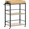 HOMCOM Carrello da Cucina a 3 Ripiani con Vassoio Rimovibile e Ruote Girevoli, Carrellino per Cucina in Stile Industriale 72x40x94cm, Legno e Nero