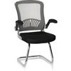 HJH Office 706820 Sedia per visitatori FLYER PRO V Mesh nero/grigio Sedia a sbalzo con supporto lombare, braccioli pieghevoli