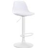 CLP Sgabello Design Kiel in Polipropilene E Similpelle I Sgabello Bar Cucina Imbottito Girevole E Regolabile, Colore:Bianco, Colore del Telaio:Bianco