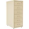DeeDuud Contenitore con ruote in metallo, mobile per ufficio da scrivania, organizzatore per ufficio con 6 cassetti, armadio con serratura con ruote, 28 × 41 × 69 cm (beige)