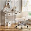 Fiximaster HomeOffice - Sedia da scrivania girevole regolabile in altezza, in velluto, ergonomica, per studio, camera da letto, portata fino a 115 kg (grigio) (Bianco crema)