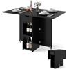 COSTWAY Tavolo da Pranzo Pieghevole, Tavolo Salvaspazio per 4-6 Persone con 2 Ripiani, Cassetto e Ruote a Freno, Tavolino Cucina per Cucina, Soggiorno e Ufficio, 120 x 72 x 75 cm (Nero)