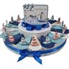 Sindy Bomboniere Bomboniere Mare Barca a Vela Battesimo Nascita - Torta 20 fette + 20 barchette + Confetti al Cioccolato in Ogni Fetta + Centrale (Torta da 20 fette, (C) Confetti Rosa)