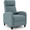 Brigros - Poltrona Relax Reclinabile Marta Push Back, Poltrona Reclinabile Imbottita 67x86x104 Cm, Poltrona Camera Da Letto E Soggiorno Con Schienale Reclinabile (Tessuto, Jeans)