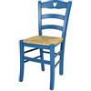 t m c s Tommychairs - Sedia modello Cuore per cucina bar e sala da pranzo, robusta struttura in legno di faggio verniciata in anilina blu e seduta in paglia