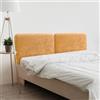 DHOME Testiera Imbottita Liscia Arrotondata in Lana Ecologica per Parete Acustica Testate Fonoassorbenti Testata Letto Camera da Letto (Senape, 210cm Dual)