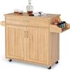 KOMFOTTEU Carrello da Cucina Ausiliario, Carrello di Servizio con Cassetto e Ripiano Regolabile, Isola da Cucina da Sala da Pranzo con Ruote Universali con Freni, in Legno, 116 x 40 x 85 cm, Naturale