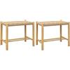 GIANTEX Set di 2 sgabelli da bar, da cucina, in legno e carta intrecciata, con poggiapiedi, per sala da pranzo, da cucina, in legno naturale (56 x 36 x 45 cm)