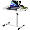 Rcynview Scrivania regolabile in altezza, colore bianco, tavolino con rotelle, tavolo pieghevole piccolo, scrivania per computer, portatile, 60 x 40 cm, scrivania in piedi per divano, letto