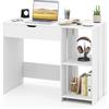COSTWAY Scrivania per Computer con Piano Sollevabile, Scrivania PC Moderna con Scomparto Segreto Salvaspazio e 2 Ripiani, Ideale per Ufficio, Studio e Camera da Letto, 100 x 49 x 75 cm, Bianco