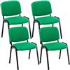 CLP Set 4 Sedie Ufficio Visitatore Ken Imbottite in Stoffa I Sedie Attese Impilabili E Imbottite I Carico Max 120 kg, Colore:Verde