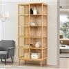 [en.casa] Scaffale da Terra con 5 Scomparti Semiaperti a Doghe Libreria Moderna 185 x 80 x 45 cm in Bambù color Naturale Mobile Espositore