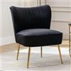 chairus Poltrona da Salotto in Velluto Sedia Imbottita Senza Braccioli Poltroncina Lounge con Gambe in Metallo Poltrone Moderne Design per Camera da Letto/Soggiorno, Nero