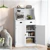 HOLTICO Armadio Multiuso per Cucina con Spazio Microonde, Mobile Salvaspazio Verde con Ripiano Regolabile, Adatto per Soggiorno, Camera da Letto, Sala da Pranzo e Garage, bianco