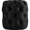 CLP Pouf rotondo in velluto Drancy, imbottito con bottoni decorativi, stile Chesterfield, pouf per soggiorno, camera da letto, Colore:nero, Dimensione:M