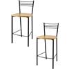 t m c s Tommychairs - Set 2 sgabelli alti modello Elena per cucina e bar, struttura in acciaio verniciata colore nero opaco e seduta in legno color rovere
