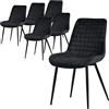ML DESIGN modern living ML-Design Set di 6 Sedie per Sala da Pranzo Nero Seduta in Velluto con Gambe in Metallo Nero Sedie da Cucina con Schienale Sedie da Soggiorno Imbottite per Ufficio Poltrone
